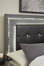 Lodanna Gray Wood King Panel Bed with LED