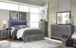 Lodanna Gray Wood Queen Storage Bed with LED