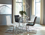 Madanere 4 White Faux Leather/Chrome Metal Side Chairs