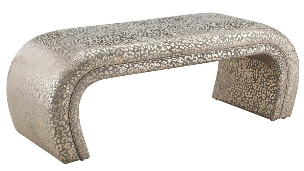 Kenya Gilded Leopard Velvet Waterfall Style Bench