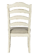 Realyn 2 Neutral Fabric/Chipped White Wood Side Chairs