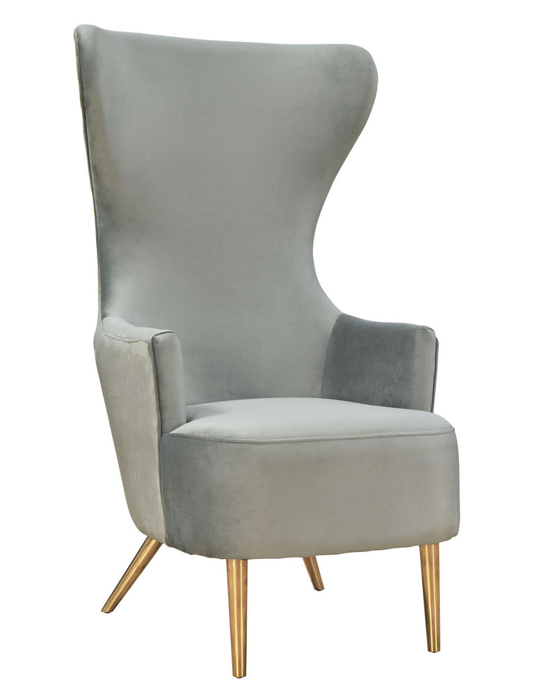 Julia Grey Velvet Wingback Accent Chair