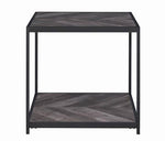 Simeon Rustic Grey Herringbone Wood/Metal End Table