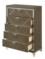 Skylar Dark Champagne Wood 5-Drawer Chest