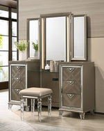 Skylar Dark Champagne Wood Vanity Desk with Mirror