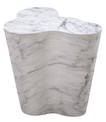 Slab White Marble Finish Concrete Tall Side Table