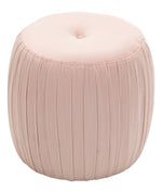 Sommer Blush Pleated Velvet Round Ottoman