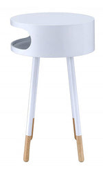 Sonria White Wood/Metal Round Side Table