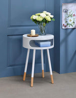 Sonria White Wood/Metal Round Side Table