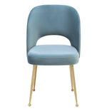 Swell Sea Blue Velvet/Gold Meta Side Chair