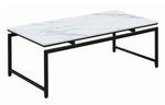 Talisha 3-Pc White Faux Marble/Gunmetal Coffee Table Set