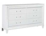 Tamsin White Metallic Finish Wood 6-Drawer Dresser