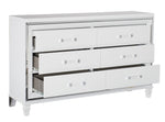 Tamsin White Metallic Finish Wood 6-Drawer Dresser