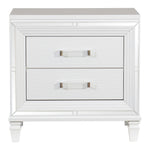 Tamsin White Metallic Finish Wood Nightstand