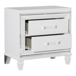 Tamsin White Metallic Finish Wood Nightstand