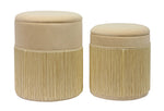 Tassel 2 Cream Velvet Storage Ottomans