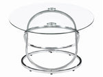 Taya 3-Pc Clear Glass/Chrome Metal Coffee Table Set