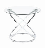 Taya 3-Pc Clear Glass/Chrome Metal Coffee Table Set