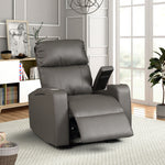 Terry Grey Faux Leather Manual Recliner w/Cup Holders