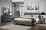 Vidalia Rustic Gray Oak Wood Queen Bed with Storage