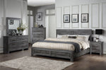 Vidalia Rustic Gray Oak Wood Queen Panel Bed