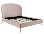 Vivi Modern Blush Velvet King Platform Bed