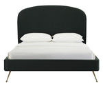 Vivi Modern Forest Green Velvet Queen Platform Bed