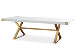 Adeline White/Gold Metal Dining Table (Oversized)