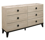 Whiting Cream Wood/Faux Marble 6-Drawer Dresser