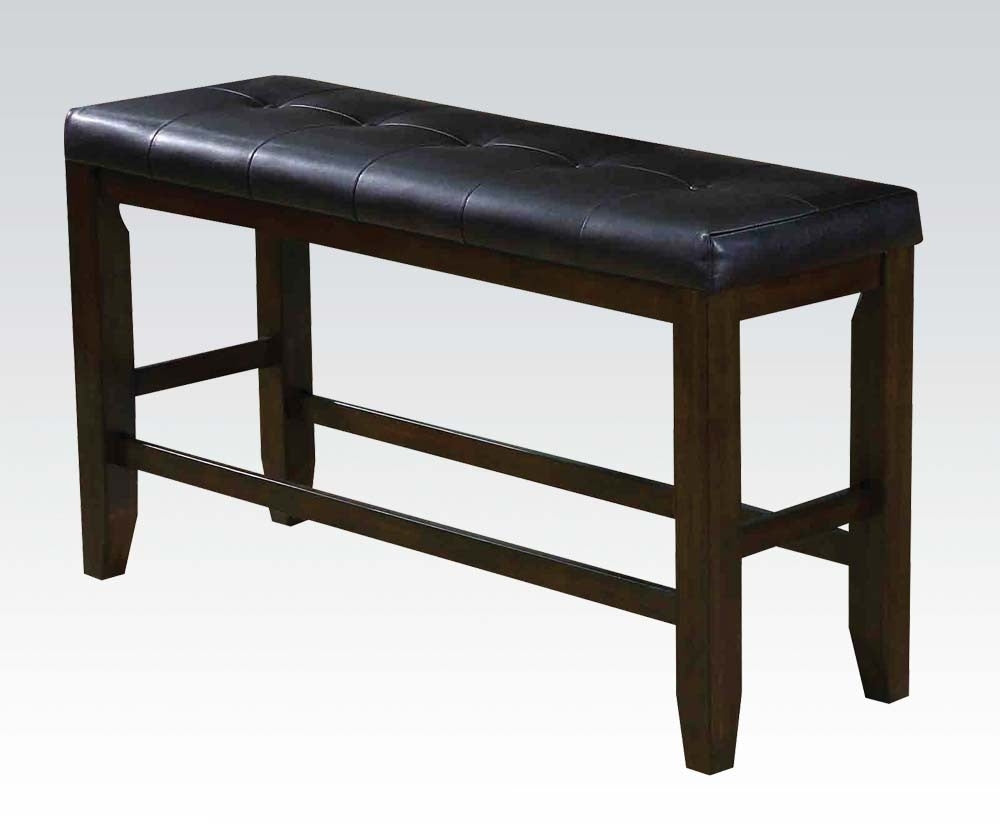 Urbana Black Faux Leather/Espresso Wood Counter Height Bench