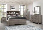 Woodrow Gray Wood Queen Bed with Bookcase Headboard