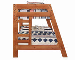 Wrangle Hill Amber Wash Wood Twin/Full Bunk Bed with Trundle