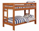 Wrangle Hill Amber Wash Wood Twin/Twin Bunk Bed with Storage