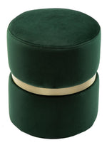 Yamma Forest Green Soft Velvet Ottoman with Gold Band