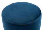 Yamma Navy Soft Velvet Ottoman with Gold Band