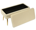 Ziva Cream Velvet Storage Bench