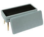 Ziva Sea Blue Velvet Storage Bench