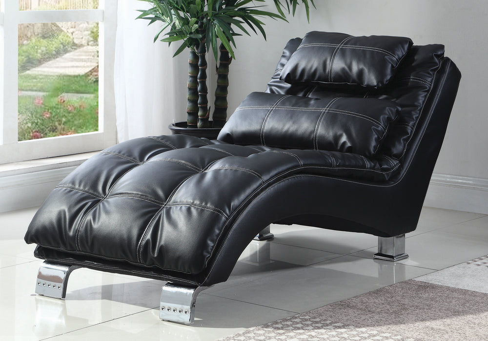 Dilleston Contemporary Black Leatherette Chaise