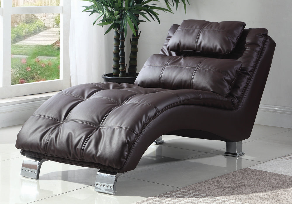 Dilleston Contemporary Brown Leatherette Chaise