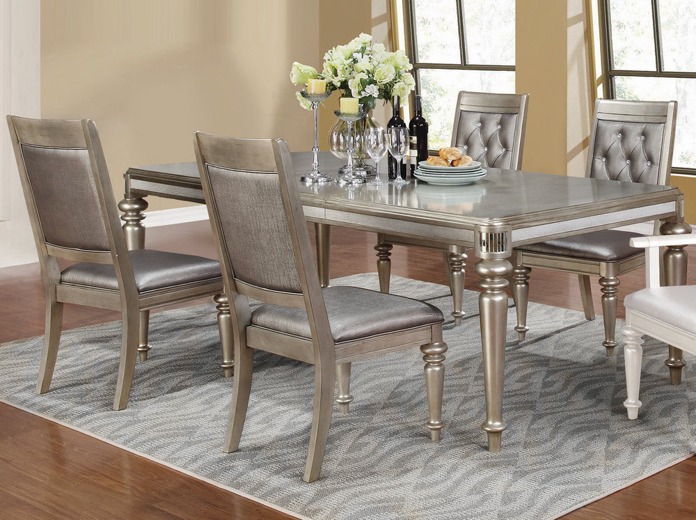 Bling Game 5-Pc Metallic Platinum Wood Dining Table Set