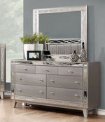 Leighton Metallic Mercury Wood 7-Drawer Dresser with Mirror