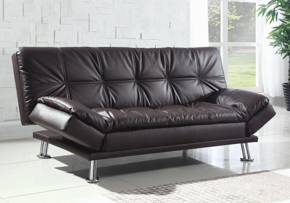 Dilleston Contemporary Brown Leatherette Futon Sofa Bed