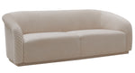 Yara Pleated Beige Velvet 2-Seat Sofa (Oversized)