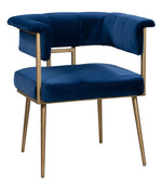 Astrid Navy Velvet/Antique Brass Iron Arm Chair