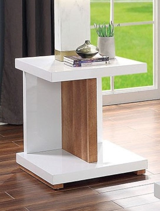 Moa White/Natural Tone Wood End Table