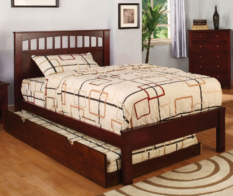 Carus Cherry Wood Twin Bed with Trundle