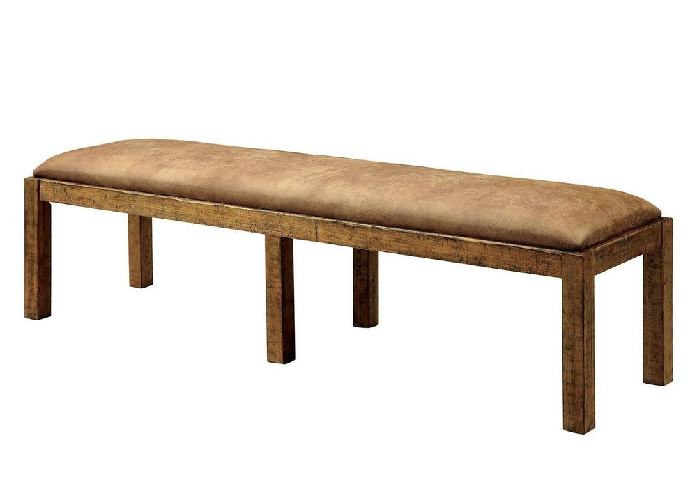 Gianna Rustic Pine Wood/Fabric Bench