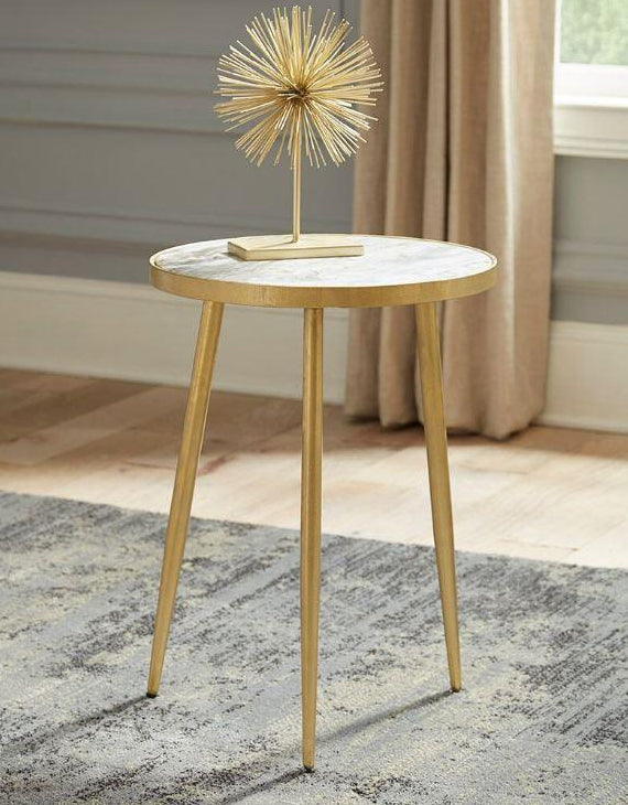 Brooke Gold Finish Accent Table with White Marble Top