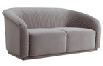 Yara Pleated Grey Velvet Loveseat