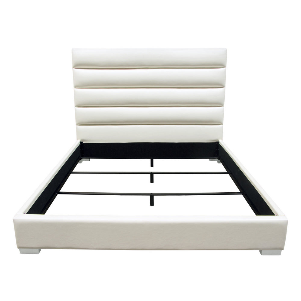 Bardot White Leatherette Tufted Queen Bed